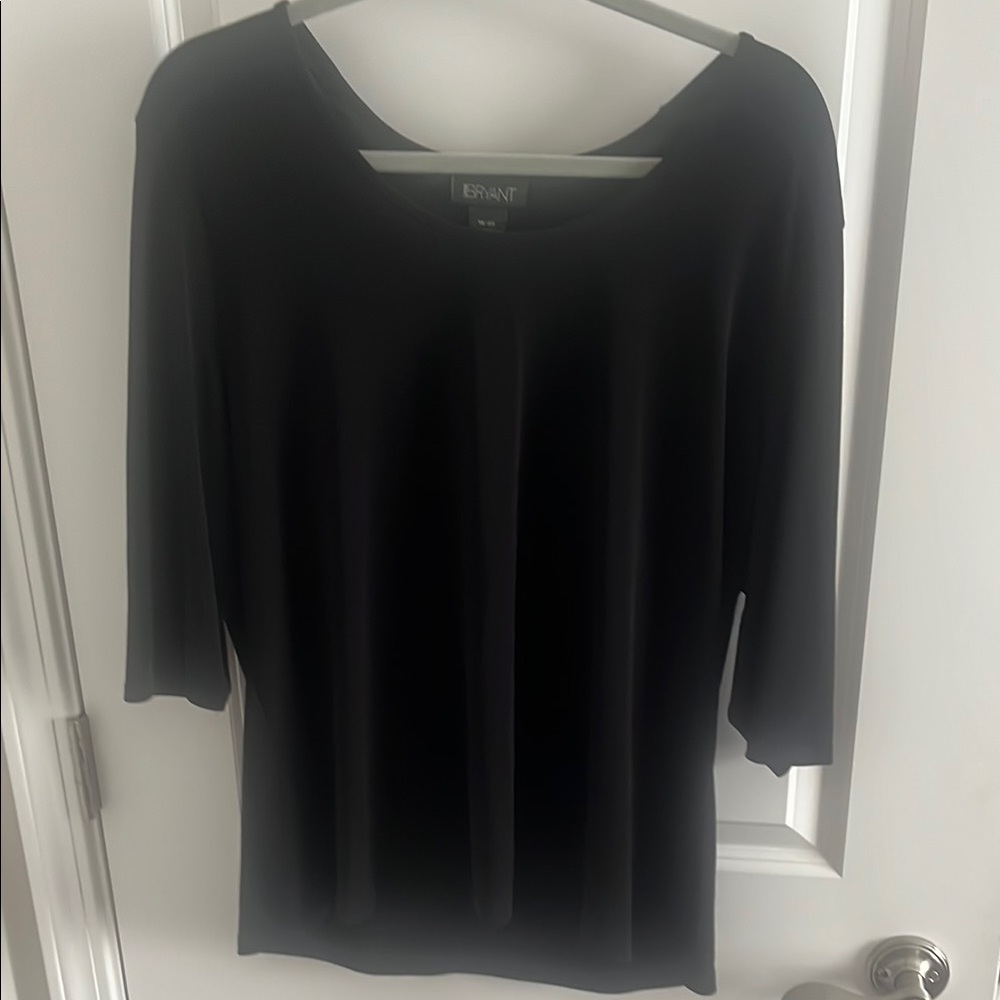 Lane Bryant Black Quarter Length Sleeve Blouse